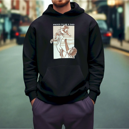 Cozy black hoodie for proud dads enjoying quality time with their children / Άνετο μαύρο hoodie για περήφανους μπαμπάδες που απολαμβάνουν quality time με τα παιδιά τους