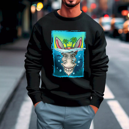 Cozy black pullover with playful donkey design – Ζεστό μαύρο φούτερ με παιχνιδιάρικο σχέδιο γαϊδάρου