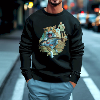 Cozy black sweatshirt with funny cat graphic perfect for casual comfort - άνετο μαύρο φούτερ με αστείο γραφικό γάτας ιδανικό για casual άνεση