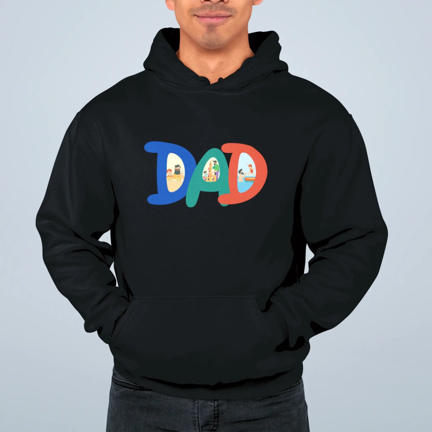 Creative fatherhood art on a black hoodie | Δημιουργικό σχέδιο πατρότητας σε μαύρο hoodie