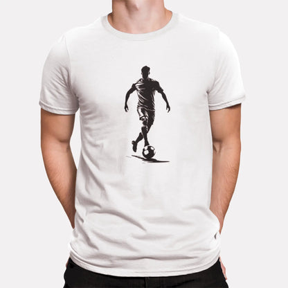 Crisp cotton white tee featuring skilled player in motion - το must-have για every football fanatic