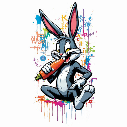 Detailed-graffiti-illustration-του-Bugs-Bunny-να-τρώει-καρότο,-περιτριγυρισμένος-από-πολύχρωμα-splatter,-drips-και-urban-street-art-tags-σε-λευκό-φόντο,-εκπέμποντας-μια-cool-και-επαναστατική-αύρα