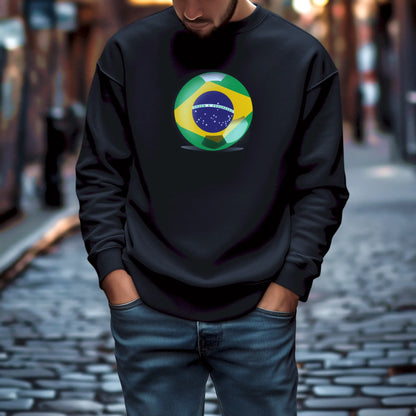 Edgy black crewneck with Brazil flag and football pride – Μαύρο φούτερ με σημαία Βραζιλίας και περηφάνια ποδοσφαίρου