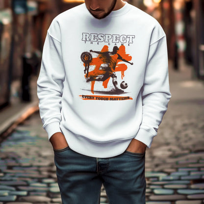 Elegant white control the game sweatshirt with urban football aesthetics - κομψό λευκό φούτερ με ποδοσφαιρική αισθητική άνεση