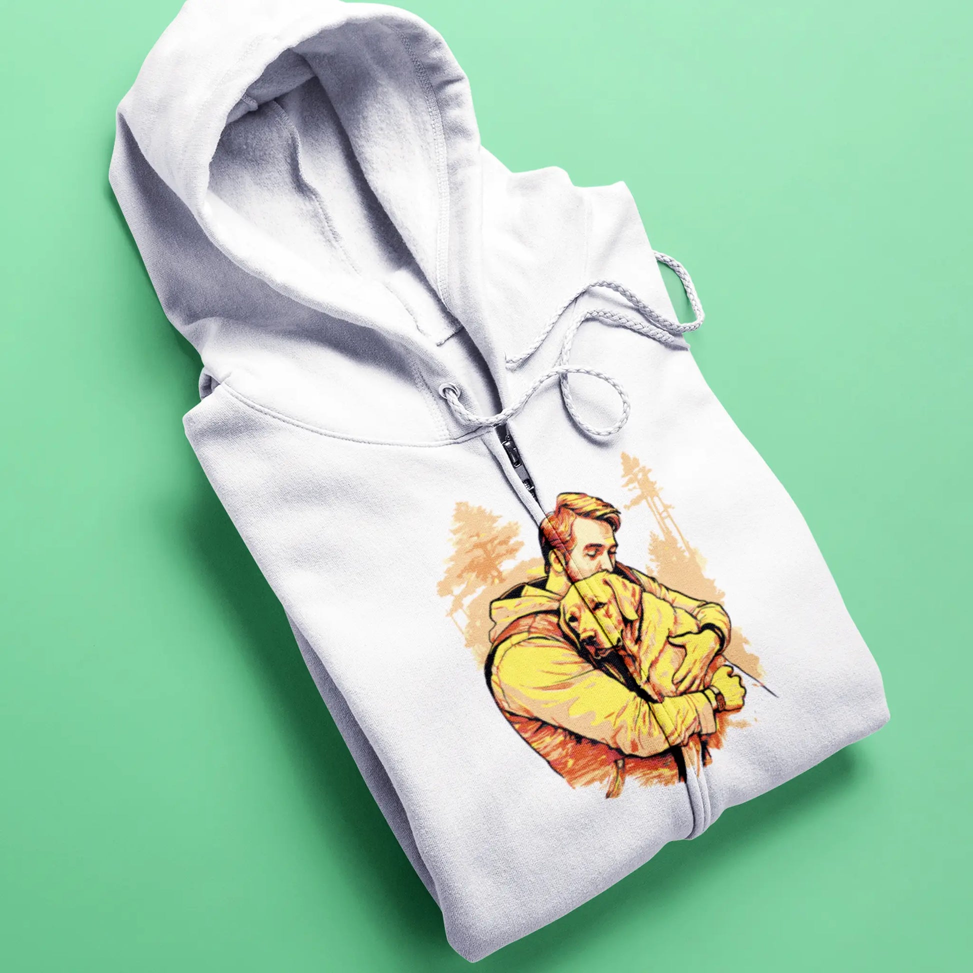 Emotional yellow-toned graphic elevates this casual white zip-up -
Το συγκινητικό γραφικό σε κίτρινους τόνους απογειώνει αυτό το casual λευκό φούτερ με φερμουάρ.