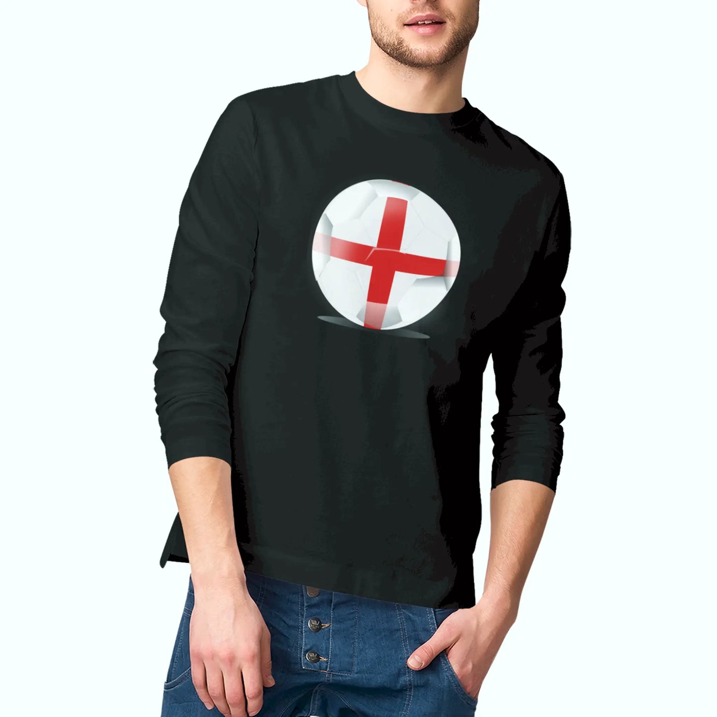 England football long sleeve black με 3D football graphic - αγγλικό ποδόσφαιρο μακρυμάνικο τρισδιάστατη μπάλα 