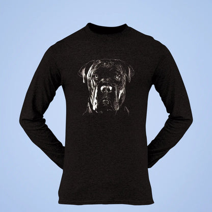 Eye-catching dog graphic gives strength to black shirt — Σχέδιο σκύλου που αποπνέει δύναμη σε μαύρη μακρυμάνικη μπλούζα