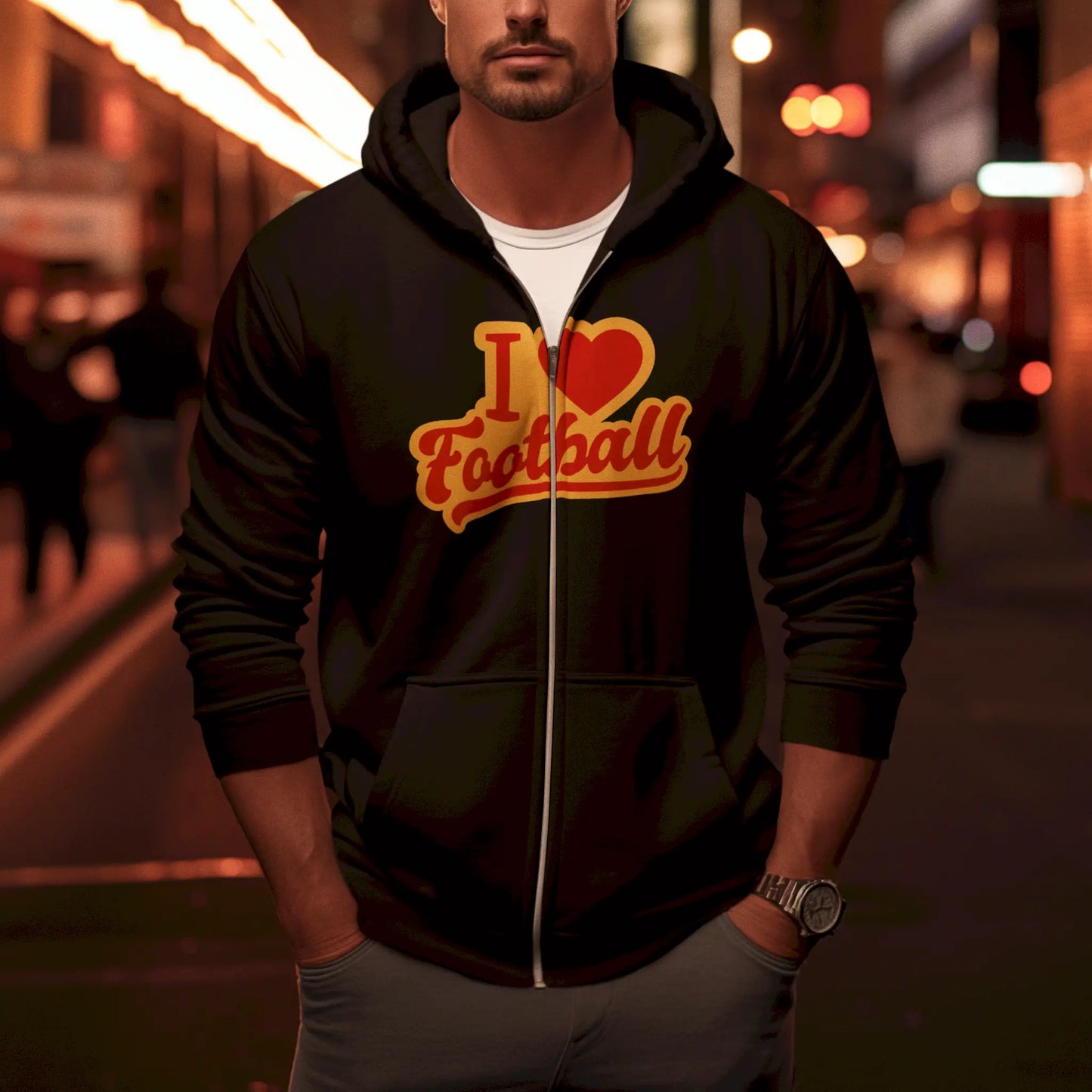 Football pride on the move – this black zip hoodie is for fans who live the game. Ποδοσφαιρική περηφάνια εν κινήσει – αυτό το μαύρο zip hoodie είναι για όσους ζουν το παιχνίδι.
