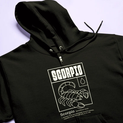 Functional black zip hoodie with Scorpio graphic perfect for layered mysterious looks - Λειτουργική μαύρη ζακέτα με κουκούλα και γραφικό σκορπιού ιδανικό για layered μυστηριώδη στυλ