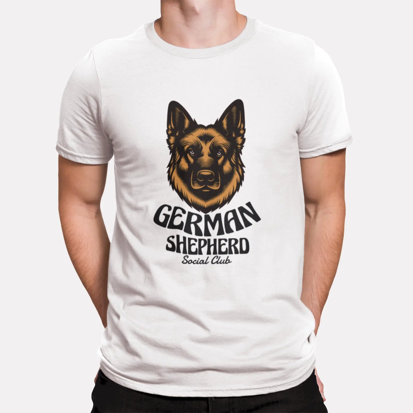 German Shepherd Social Club white t-shirt - λευκή μπλούζα vintage GSD design dog lover apparel casual cotton tee
