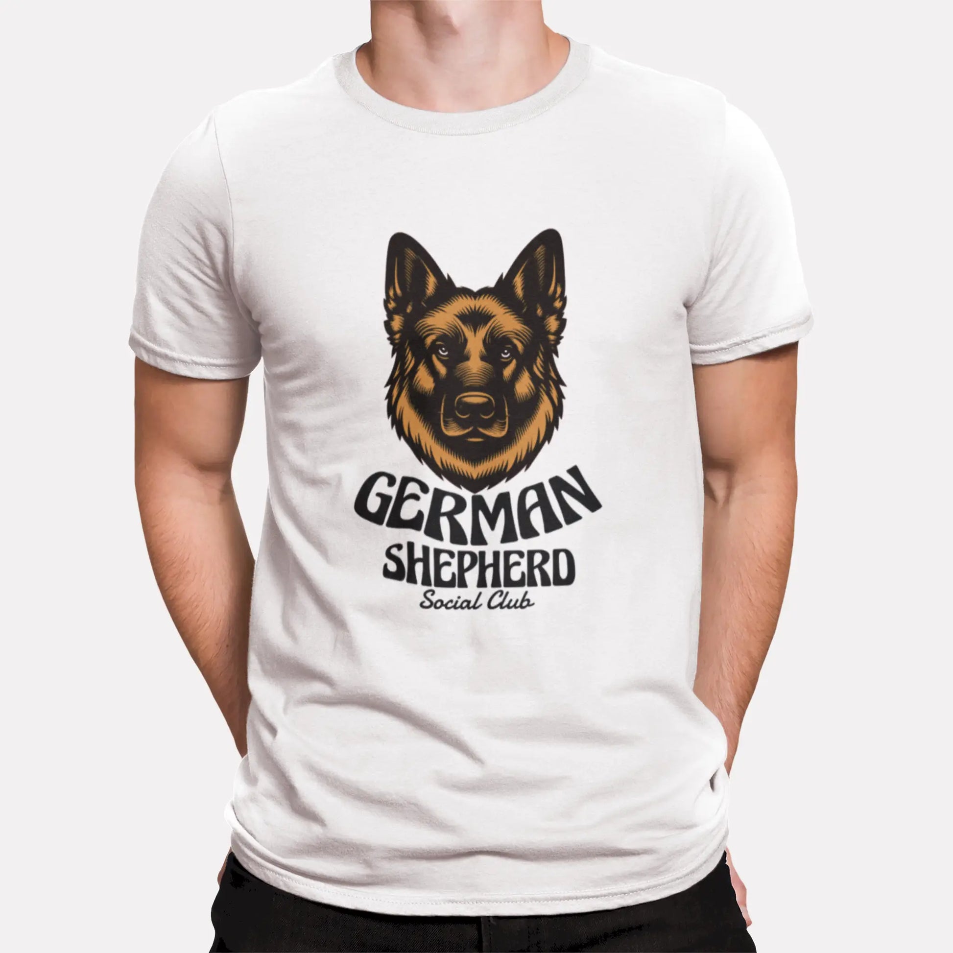 German Shepherd Social Club white t-shirt - λευκή μπλούζα vintage GSD design dog lover apparel casual cotton tee