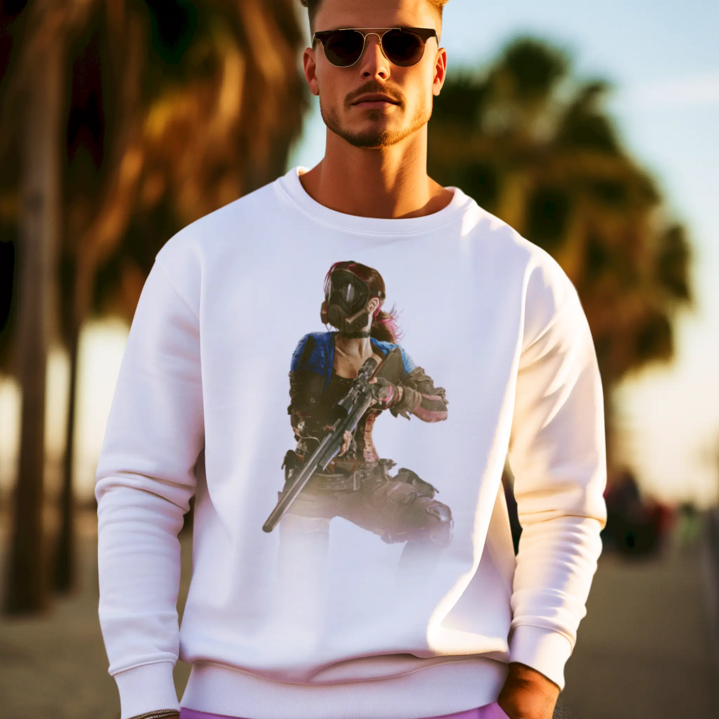 H1Z1 zombie design on a cozy white crewneck – συνδυασμός gaming πάθους και στυλ