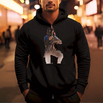 H1Z1 zombie design on a sleek black zip hoodie – ιδανική για τον gamer που λατρεύει την επιβίωση