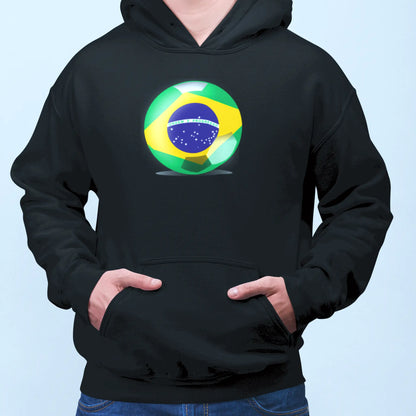 Iconic black hoodie with Brazil soccer ball and “Ordem e Progresso” – Εμβληματικό μαύρο hoodie με μπάλα και "Ordem e Progresso"