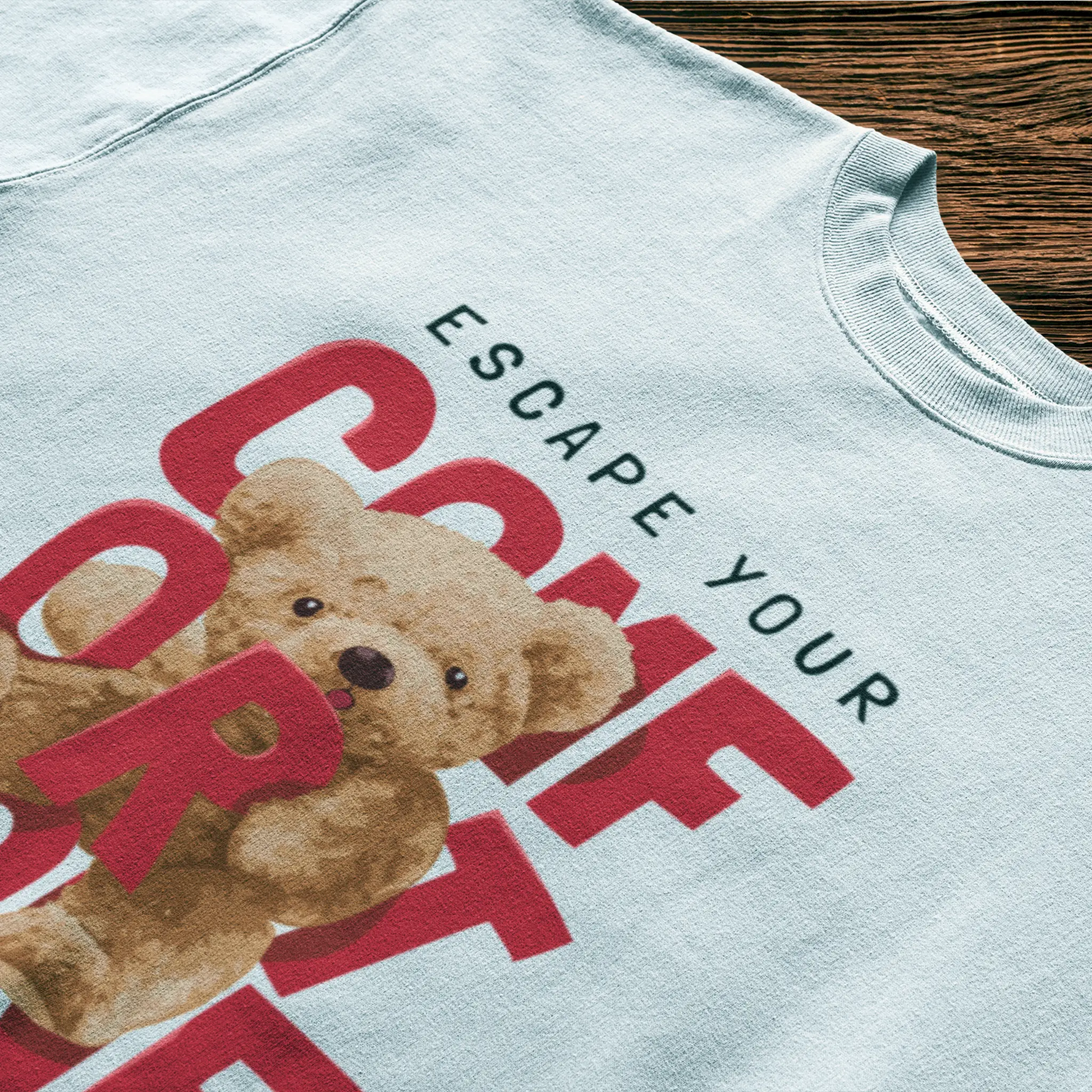 Inspirational teddy bear graphic tee in white with red lettering – Εμπνευστικό γραφικό μπλουζάκι με teddy bear σε λευκό με κόκκινα γράμματα