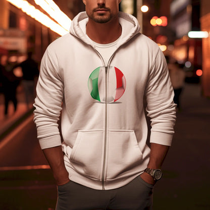 Italy fanwear zip hoodie in white, perfect for match days. | Zip hoodie για Ιταλούς οπαδούς σε λευκό, ιδανικό για ημέρες αγώνα.