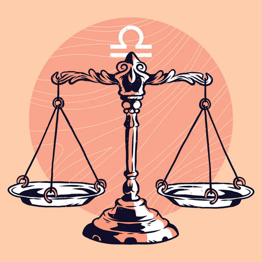 Libra zodiac design with artistic balance scales and horoscope symbol – Σχέδιο Ζυγού με καλλιτεχνική ζυγαριά και αστρολογικό σύμβολο,