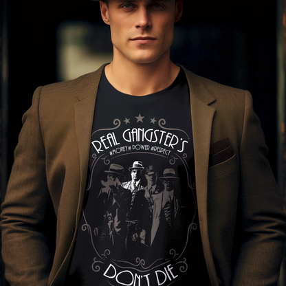 Long sleeve shirt in black with bold mafia print and ornate frame – Μακρυμάνικο μαύρο μπλουζάκι με έντονο μαφιόζικο print και διακοσμητικό πλαίσιο