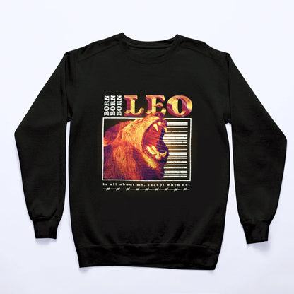 Majestic black sweatshirt featuring leo zodiac symbol and powerful astrology theme - Μεγαλοπρεπές μαύρο φούτερ με σύμβολο ζωδίου λέοντα και δυναμικό αστρολογικό θέμα