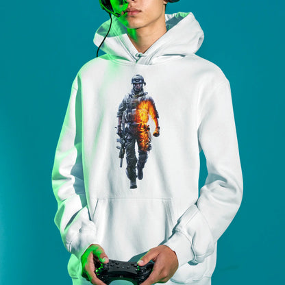 Military white hooded sweatshirt - Στρατιωτικό λευκό φούτερ με κουκούλα 