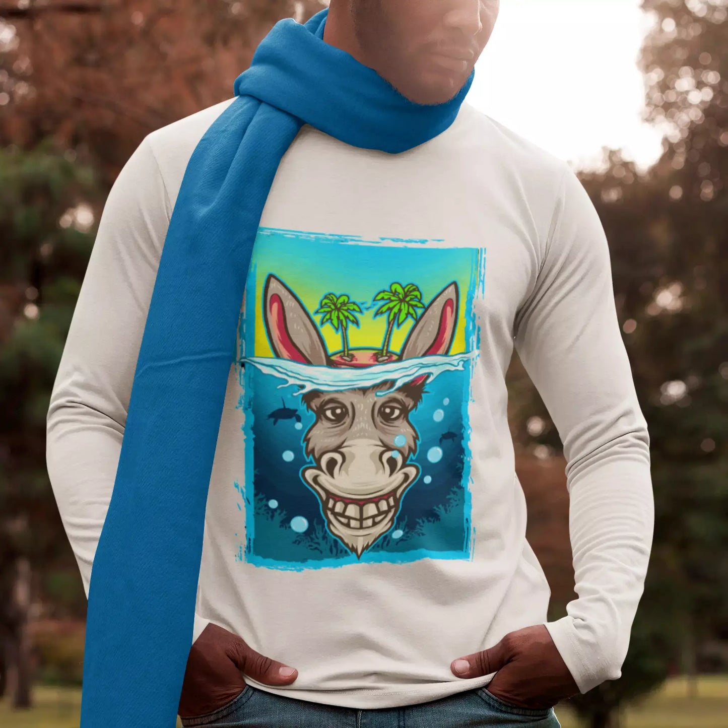 Minimal white long sleeve with humorous animal illustration – Μινιμαλιστικό λευκό μακρυμάνικο με χιουμοριστική απεικόνιση ζώου