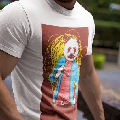Minimal white tee featuring a relaxed panda in a seated pose – Μίνιμαλ λευκό μπλουζάκι με ένα χαλαρό panda σε καθιστή στάση
