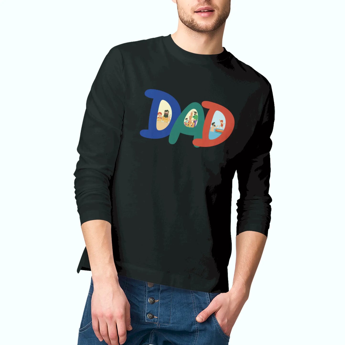 Modern fatherhood graphic on black long sleeve | Μοντέρνο γραφικό πατρότητας σε μαύρη μακρυμάνικη"
