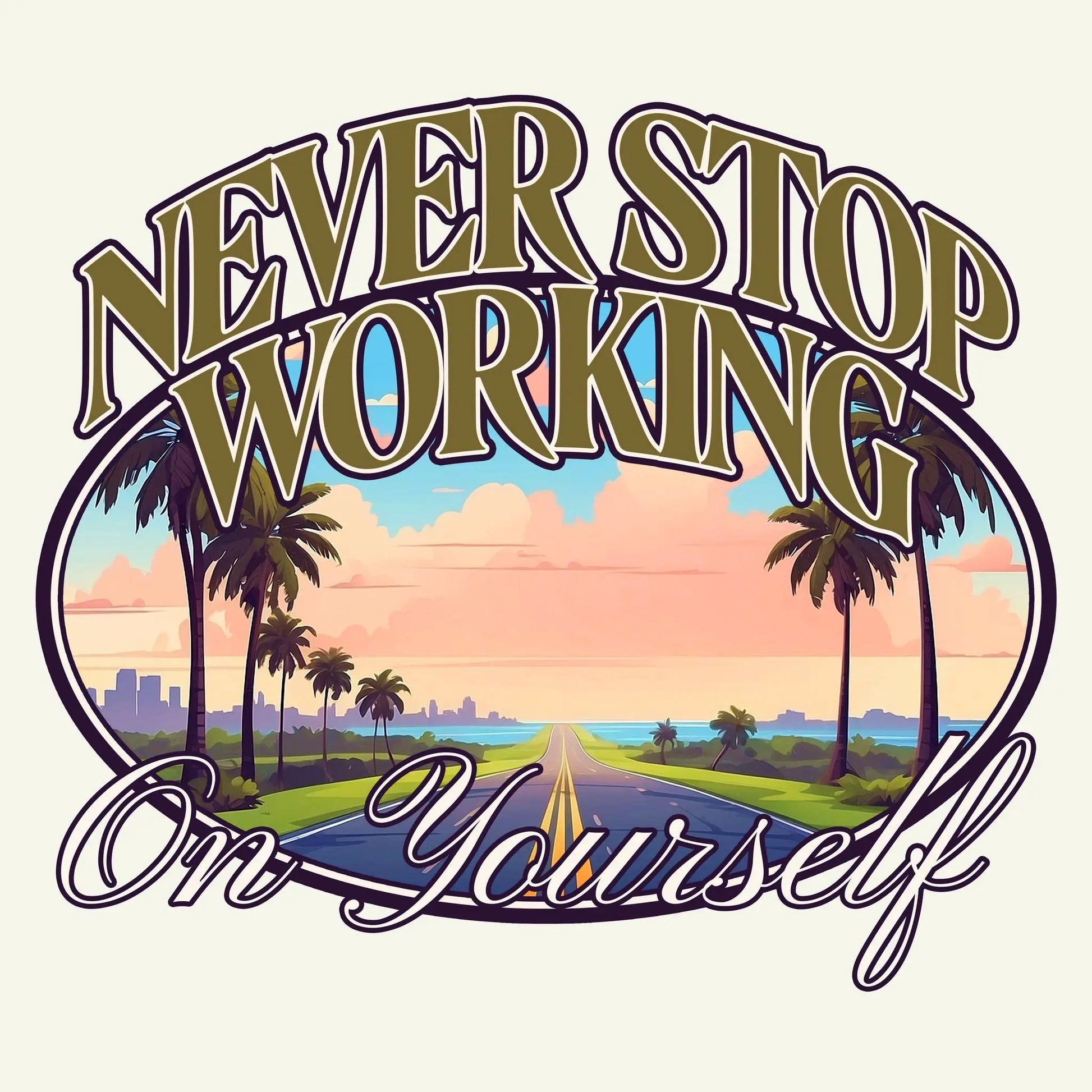 Motivational scenic road design with never stop growing quote – Εμπνευστικό σχέδιο δρόμου με το μήνυμα “ποτέ μην σταματάς να εξελίσσεσαι”