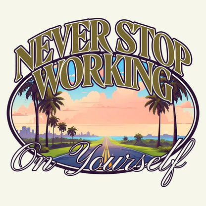 Motivational scenic road design with never stop growing quote – Εμπνευστικό σχέδιο δρόμου με το μήνυμα “ποτέ μην σταματάς να εξελίσσεσαι”