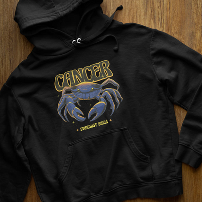 Mystical Cancer zodiac black hoodie with cosmic details | Μυστικιστικό μαύρο hoodie Καρκίνος με κοσμικές λεπτομέρειες