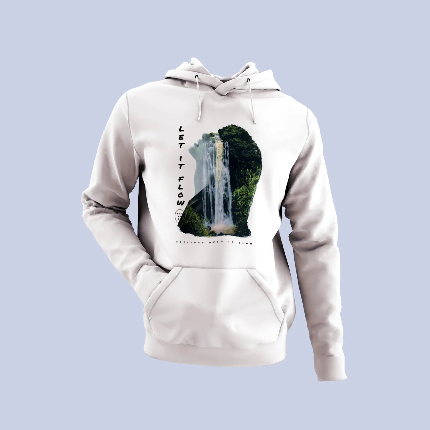Nature & self-growth art on white hoodie – Καλλιτεχνικό σχέδιο φύσης & αυτοβελτίωσης σε λευκή κουκούλα