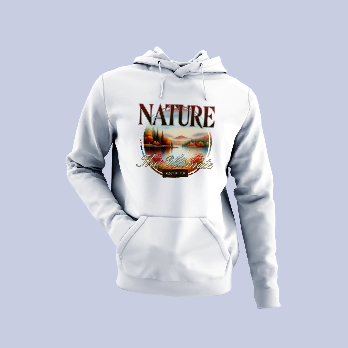 Nature sketch printed on cozy white hoodie – σκίτσο φύσης τυπωμένο σε άνετη λευκή μπλούζα φούτερ κουκούλα