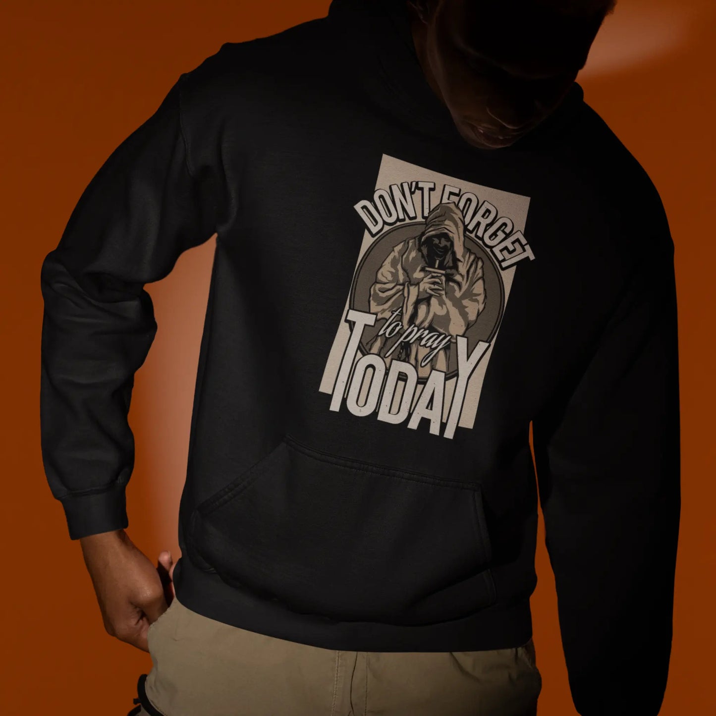 Premium black streetwear hoodie featuring the iconic Don't Forget to Pray Today art. — Premium μαύρο streetwear hoodie με το εμβληματικό σχέδιο Don't Forget to Pray Today