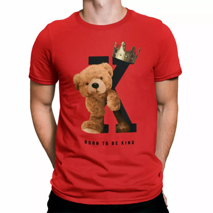 Red t-shirt with royal teddy bear design and street crown vibes – Κόκκινη μπλούζα με βασιλικό σχέδιο αρκουδιού και street διάθεση