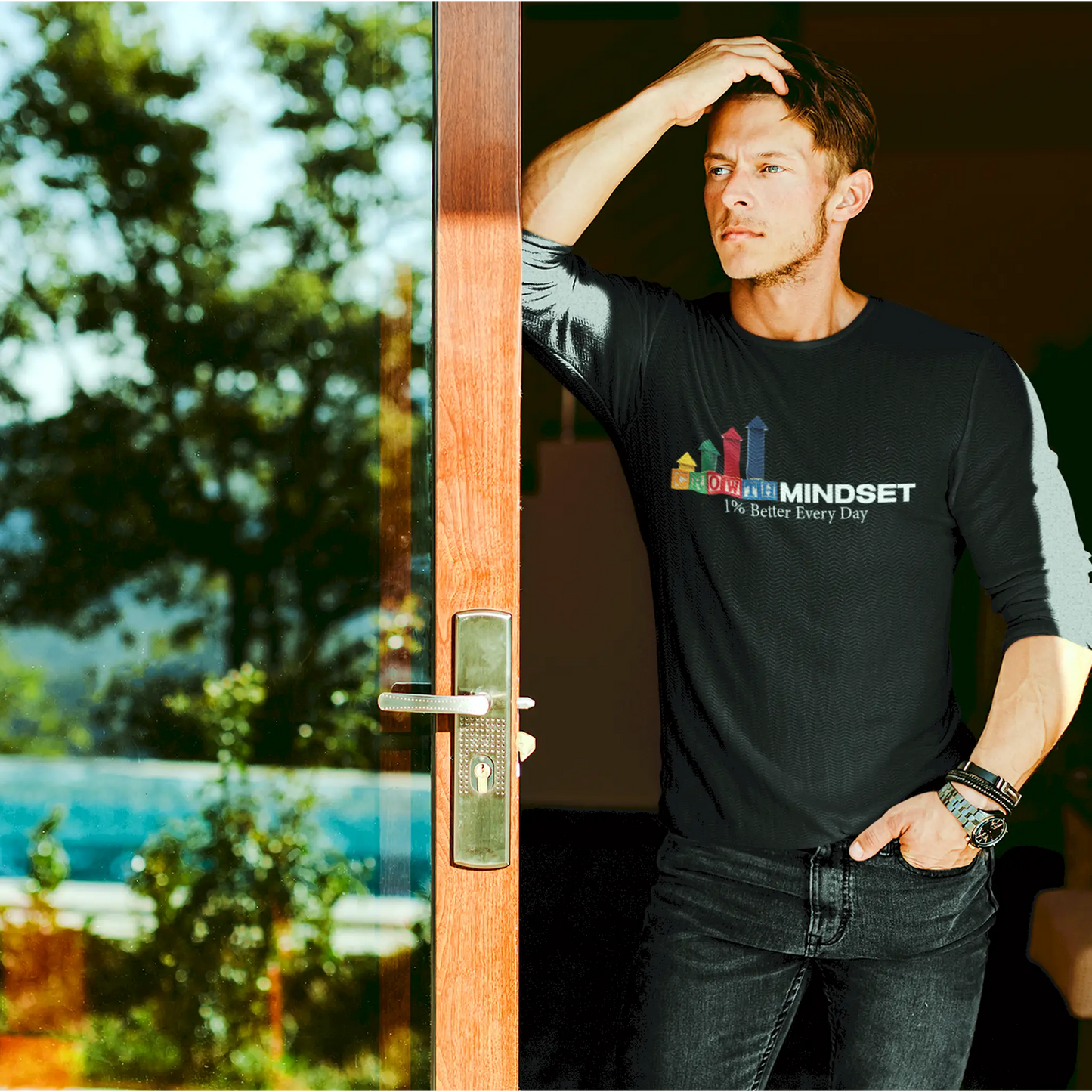 Sharp black long sleeve with standout ‘Growth Mindset’ slogan – Κομψό μαύρο μακρυμάνικο με εντυπωσιακό σύνθημα ‘Growth Mindset’