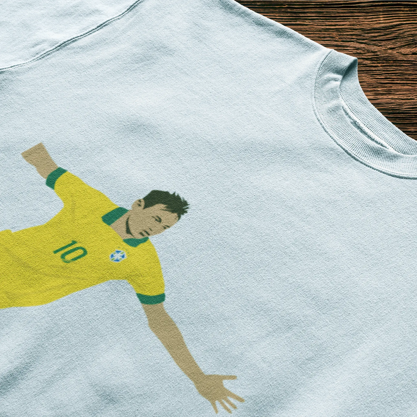 Simplistic white shirt featuring Neymar Jr.'s portrait that pops. | Απλή λευκή μπλούζα με πορτραίτο Neymar Jr. που ξεχωρίζει.