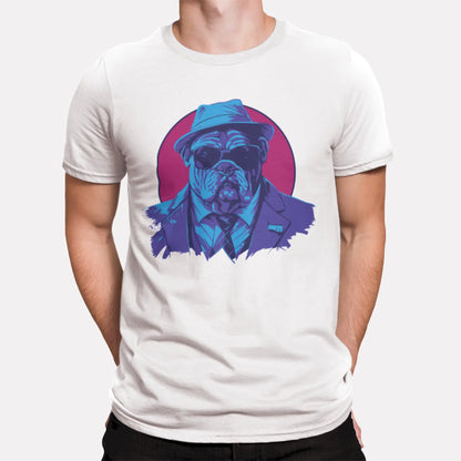 Sophisticated streetdog design for bold style on white tee – Εκλεπτυσμένο σχέδιο σκύλου του δρόμου για τολμηρό στυλ σε λευκό μπλουζάκι