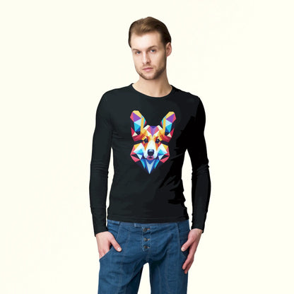 Street-ready abstract dog shirt with artistic twist – Street style μακρυμάνικο με καλλιτεχνικό αποτύπωμα Corgi.