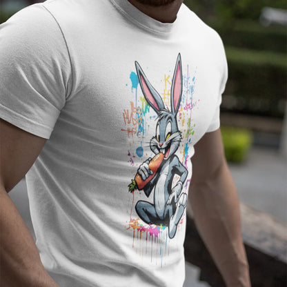 Street art vibes σε λευκό long sleeve top με έμφαση στο δημιουργικό σχέδιο του Bugs