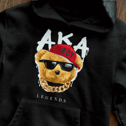 Streetwear-style legendary teddy bears on black hoodie – Θρυλικά αρκουδάκια σε στυλ streetwear σε μαύρη μπλούζα με κουκούλα