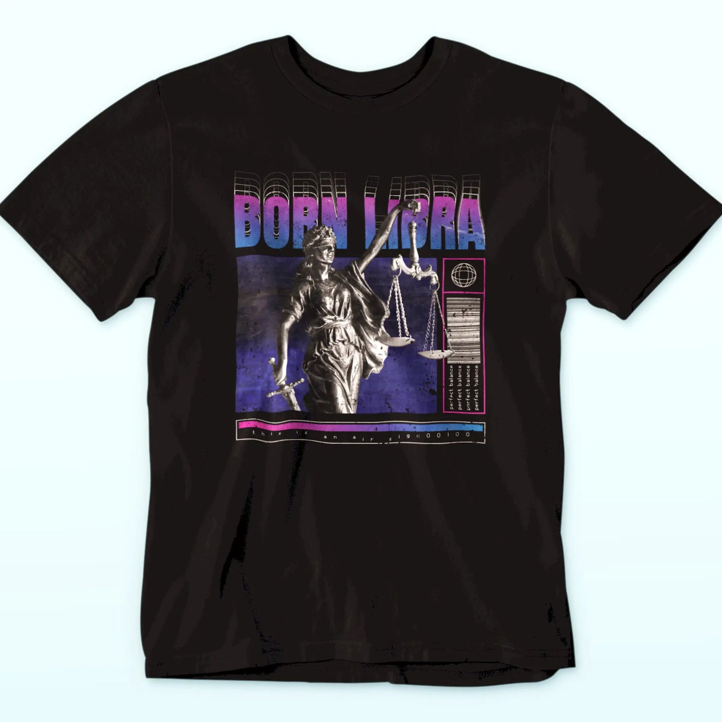 Streetwear Libra tee in black featuring harmonious design with balance repetition and scales symbolism / Streetwear μπλουζάκι Ζυγός σε μαύρο με αρμονικό σχέδιο, επανάληψη balance και συμβολισμό ζυγού