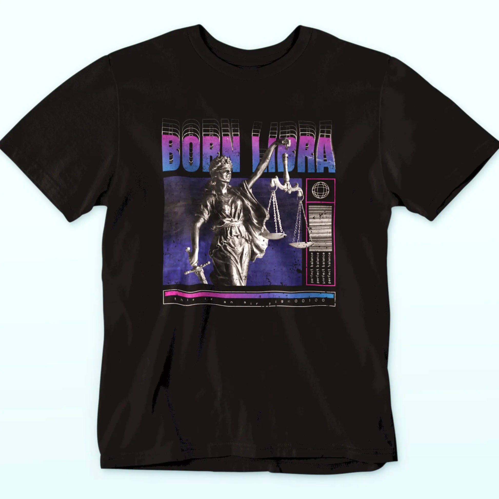Streetwear Libra tee in black featuring harmonious design with balance repetition and scales symbolism / Streetwear μπλουζάκι Ζυγός σε μαύρο με αρμονικό σχέδιο, επανάληψη balance και συμβολισμό ζυγού