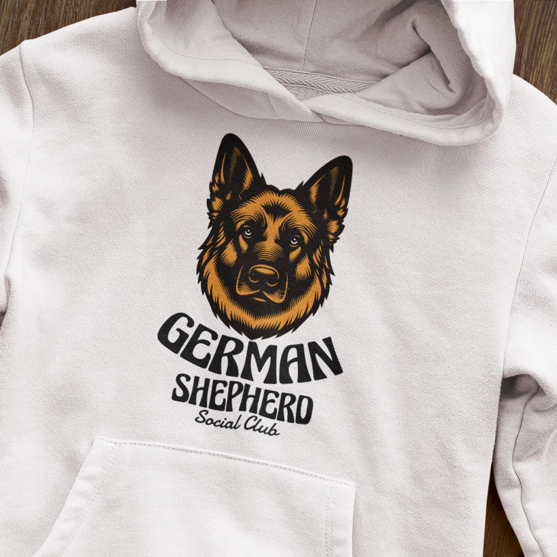Stylish German Shepherd white hooded sweatshirt vintage breed - λευκή κουκούλα σκύλου dog community casual hoodie