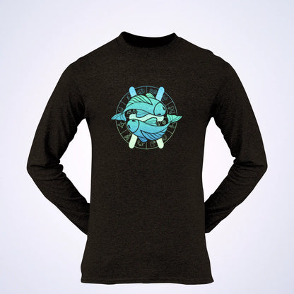 Stylish Pisces astrology design on black long sleeve shirt – Στυλάτο σχέδιο Ιχθύ αστρολογίας σε μαύρο μακρυμάνικο