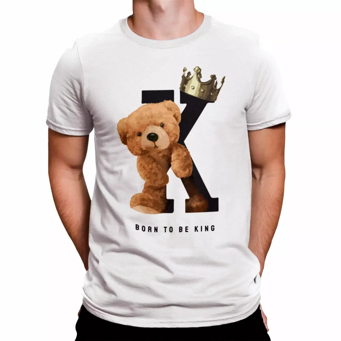 Stylish teddy bear t-shirt with graffiti-style print and crown – Μπλουζάκι με στυλάτο teddy bear, κορώνα και urban γραφιστικό σχέδιο