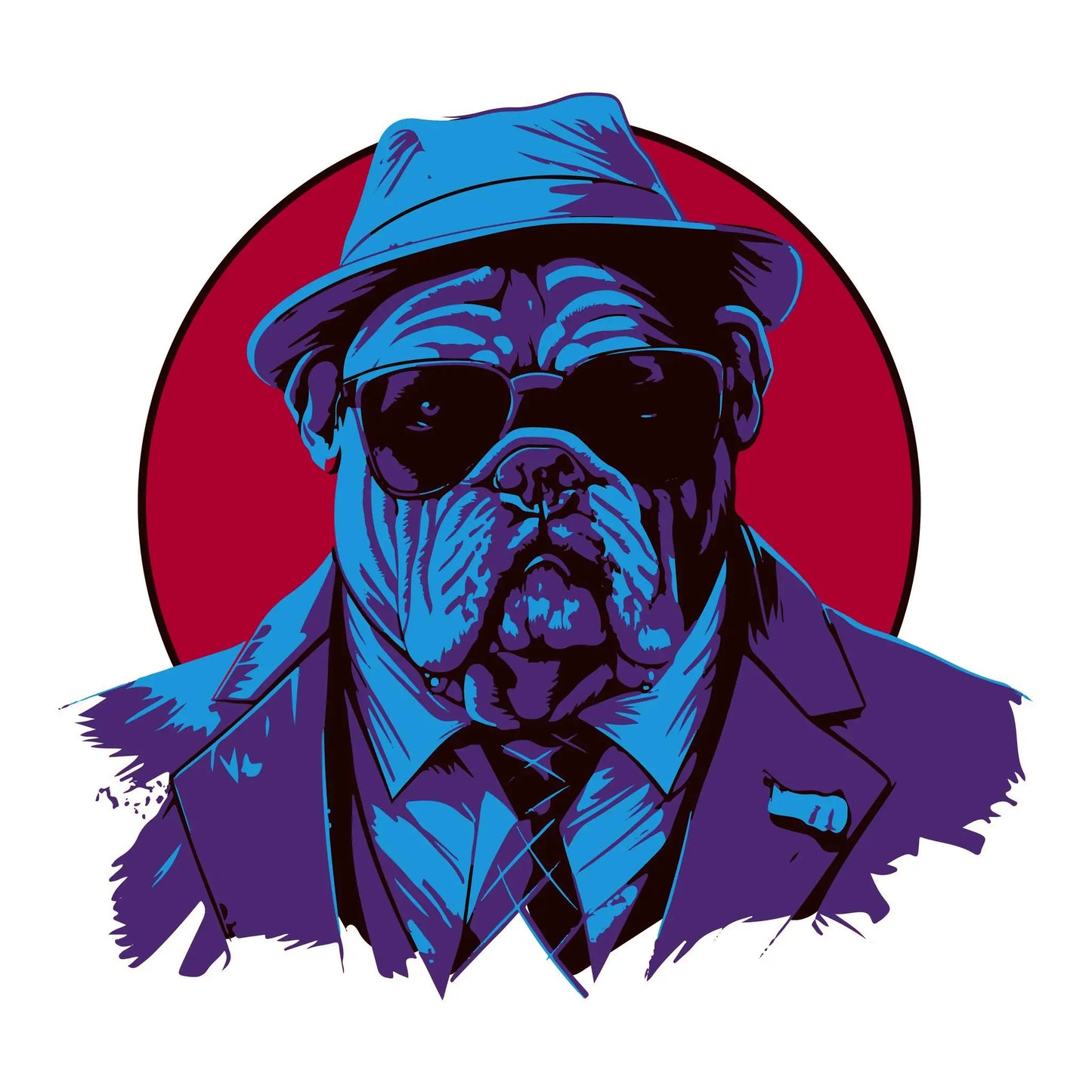 Stylized English bulldog in fedora and suit, exuding vintage mafia vibes – Στυλιζαρισμένο μπουλντόγκ με καπέλο και κουστούμι, σε στυλ ρετρό μαφίας