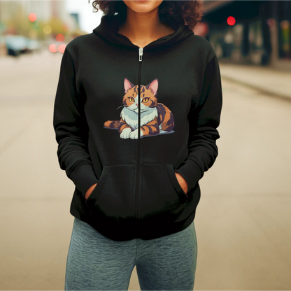 This adorable calico makes your black zip hoodie absolutely irresistible - Αυτή η αξιολάτρευτη γάτα καλικό κάνει τη μαύρη σου ζακέτα απολύτως ακαταμάχητη