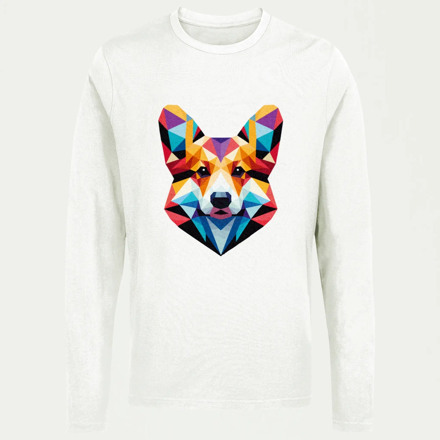 Unique Corgi art adds personality to your white long sleeve tee – Η τέχνη του Corgi φέρνει ένταση και αυθεντικότητα σε κάθε εμφάνιση σε λευκό μακρυμάνικο tshirt 