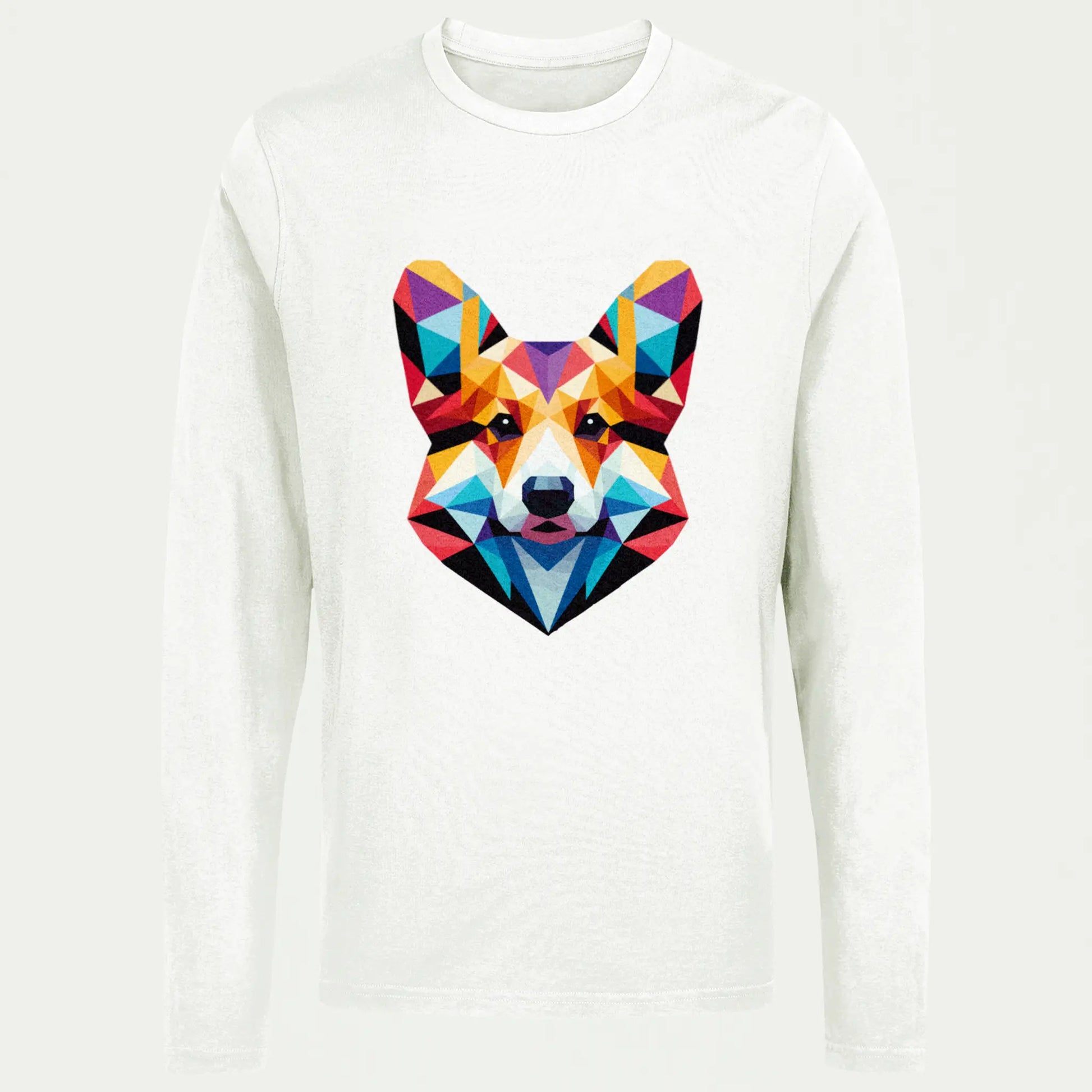 Unique Corgi art adds personality to your white long sleeve tee – Η τέχνη του Corgi φέρνει ένταση και αυθεντικότητα σε κάθε εμφάνιση σε λευκό μακρυμάνικο tshirt 