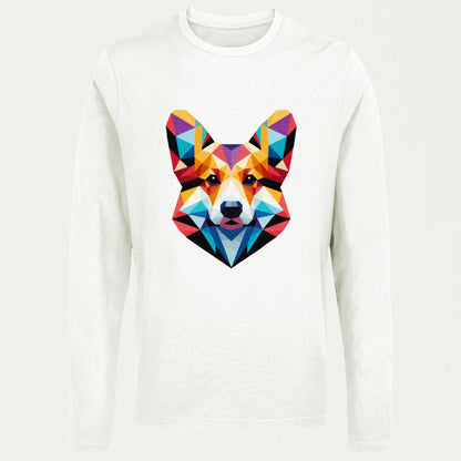 Unique Corgi art adds personality to your white long sleeve tee – Η τέχνη του Corgi φέρνει ένταση και αυθεντικότητα σε κάθε εμφάνιση σε λευκό μακρυμάνικο tshirt 